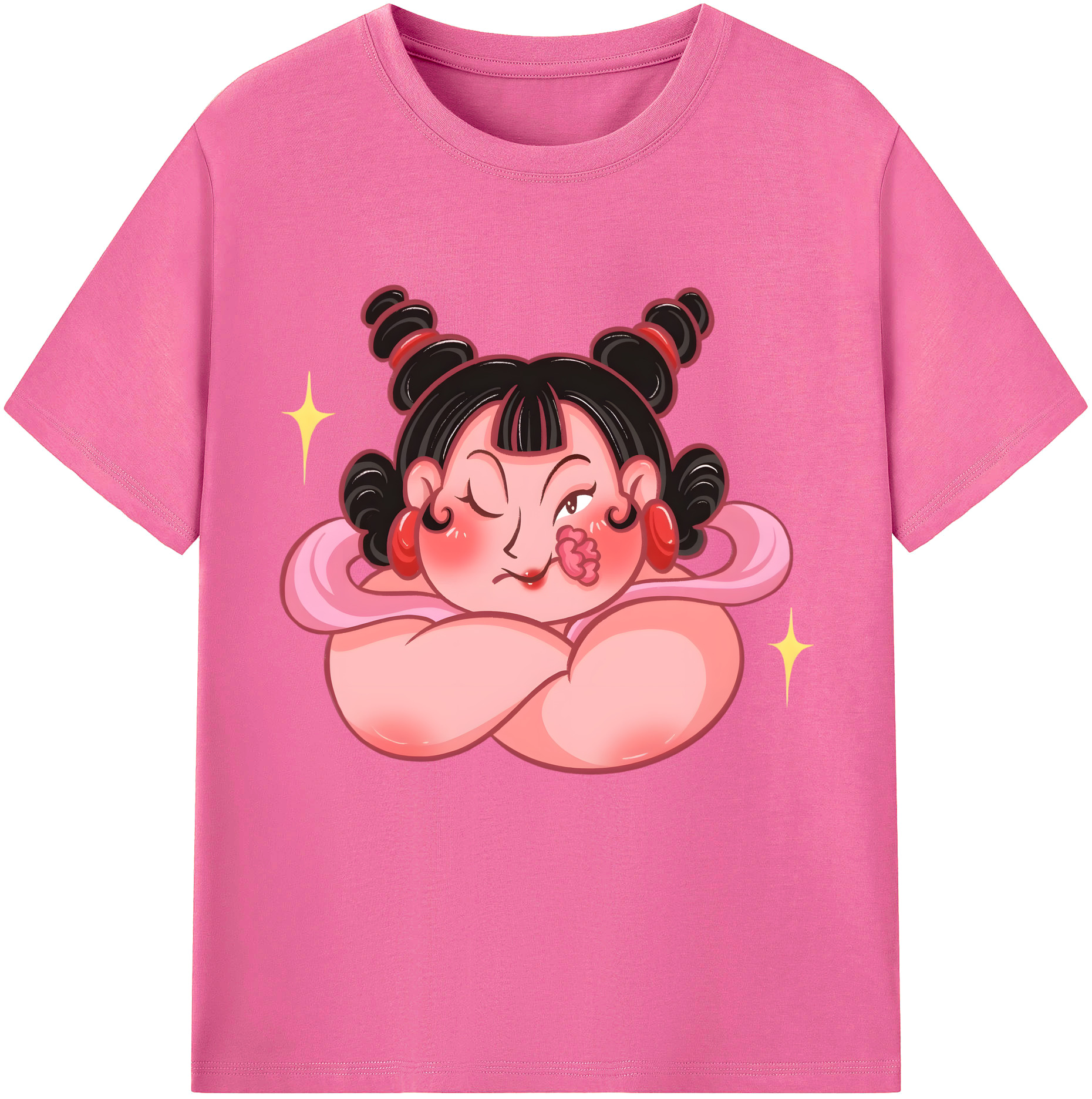 （画像用） Ne Zha 2 ナタ 魔童の大暴れ レディースカジュアルプリントTシャツ（綿100％）
